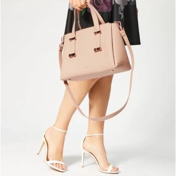 Ted Baker London Small Leather taupe pink rose gold Tote handbag Barbiecore